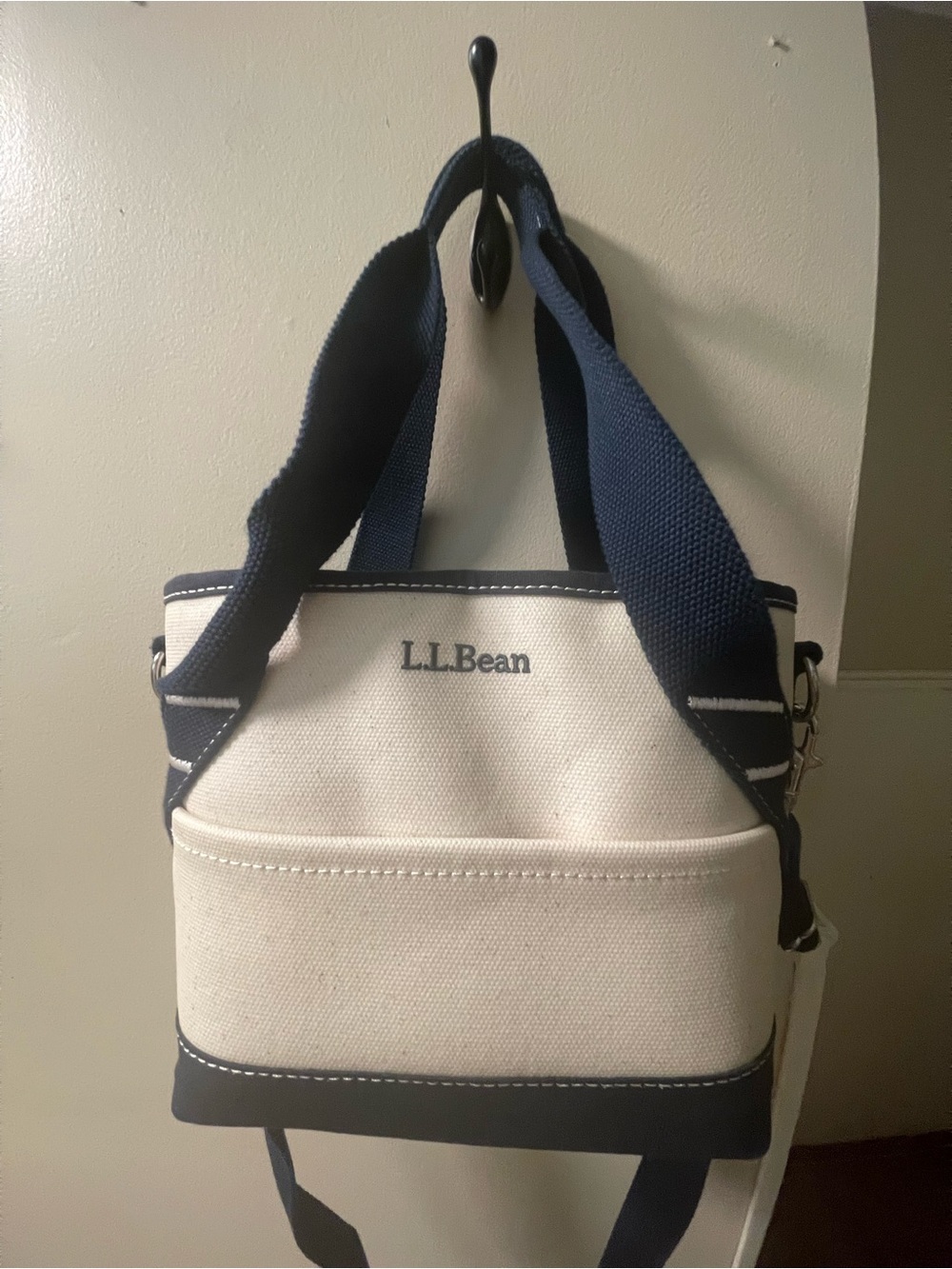 L.L. Bean Canvas Tote Lunch box in Cream and Navy